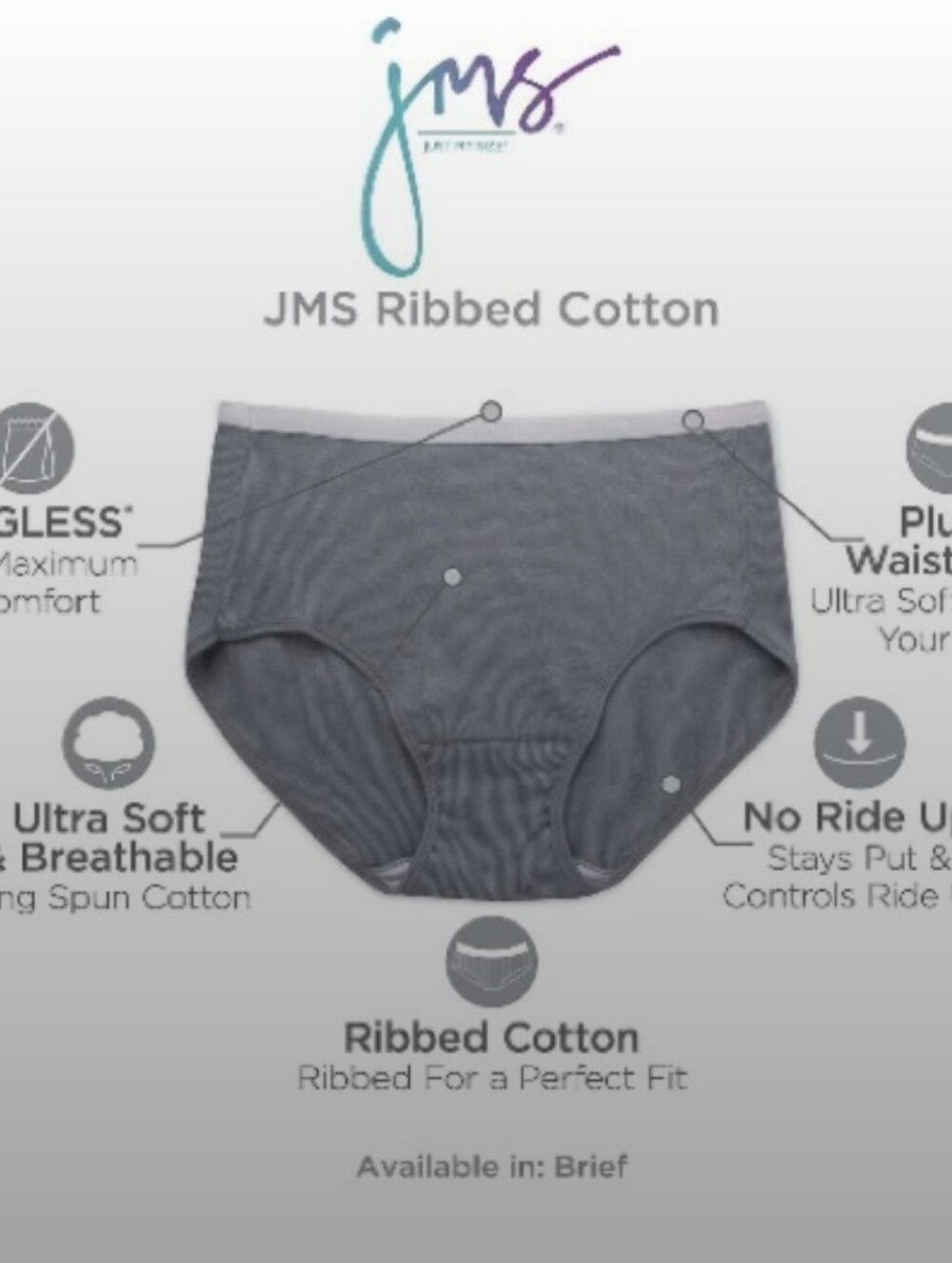 Just My Size Women's Cotton Briefs - Size 18/20 - Picture 4 of 4